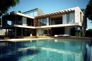 house with swimming pool home photo