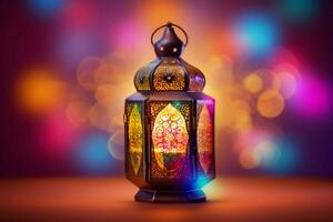 islamic lantern with colorful background for both r photo