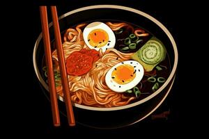 japonés ramen sopa es tradicionalmente delicioso un foto