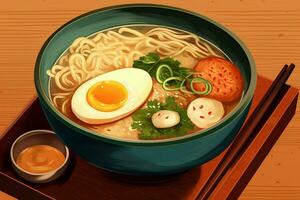 japonés ramen sopa es tradicionalmente delicioso un foto