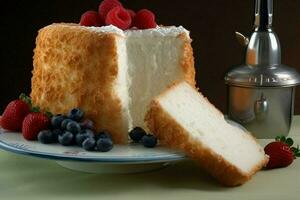 making Angel Food Cake with low sugar ingredients f photo