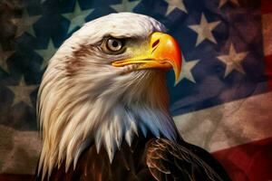 majestic bald eagle perching with patriotic pride photo