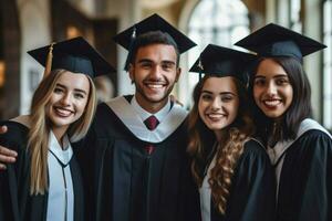 multi ethnic group of graduates smiling with succes photo