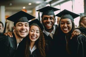 multi ethnic group of graduates smiling with succ photo