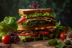 natural vegan sandwich prepared with organic and photo