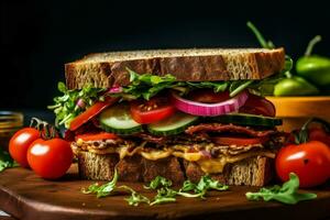 natural vegan sandwich prepared with organic and photo