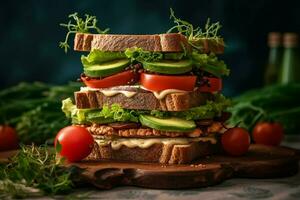 natural vegan sandwich prepared with organic and photo