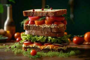 natural vegan sandwich prepared with organic and photo