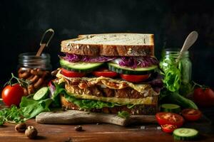 natural vegan sandwich prepared with organic and photo