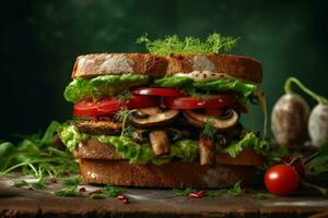 natural vegan sandwich prepared with organic and photo