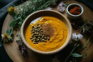 organic turmeric chili and cumin spice bowl photo