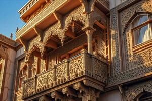 ornate decoration adorns ancient arabic style build photo