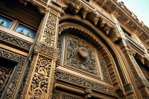ornate decoration adorns ancient arabic style build photo