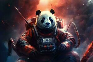 panda en un espacio traje foto