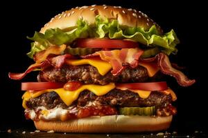 photo of hamburger and cheeseburgers and bacon chee