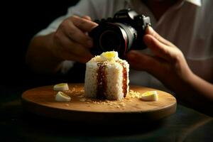 profesional comida fotógrafo contratado a disparar un clo foto