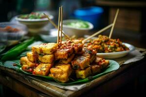 professional photo of indonesian style tahu dan tem