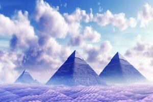 purple and blue wallpaper with a pyramids and a blu photo