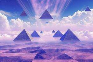 purple and blue wallpaper with a pyramids and a b photo