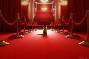 rojo alfombra para famoso gato foto