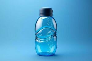 refrescante azul líquido en el plastico Deportes botella foto