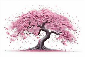 sakura tree on white background illustration photo