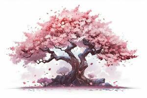 sakura tree on white background illustration photo