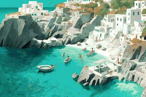 santorini beaches offer turquoise bliss illustrat photo