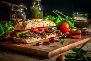 savor a vegan sandwich with generous filling and photo