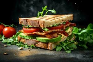 savor a vegan sandwich with generous filling and photo