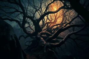 spooky forest mystery dark tree branch fantasy photo