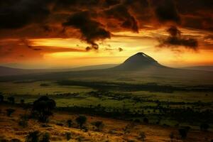 sunset kenya landscape mountain photo