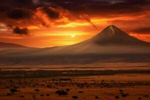 sunset kenya landscape mountain photo