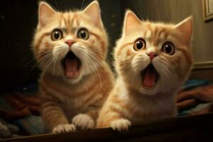 surprised cute cats photo