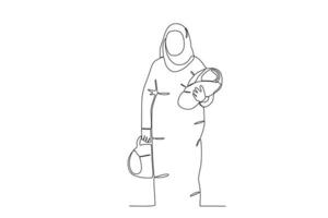 A migratory woman holding her baby vector