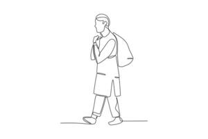 An old man carried a bag on his back vector