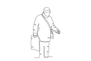 A migrant carrying a bag vector