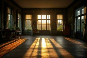 el interior de un casa con un grande ventana y un foto