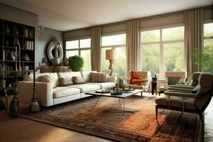 the living room is inviting with chic furnishings photo