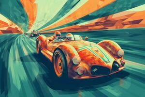 the racing car is moving illustration photo