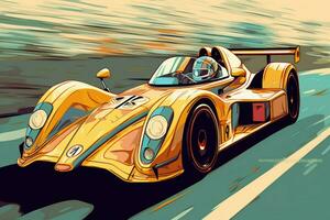 the racing car is moving illustration photo
