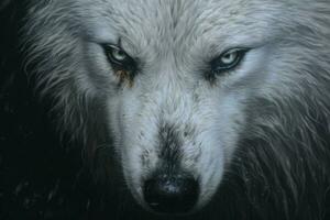 the white wolfs blackeyed close up photo