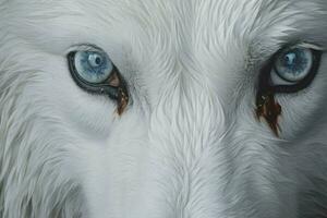 the white wolfs blackeyed close up photo