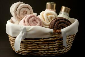 twisted towels spa basket photo