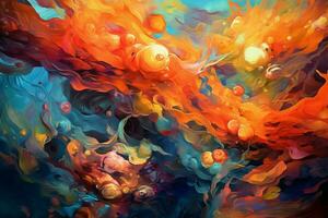 underwater chaos vibrant deep colors smooth flow photo