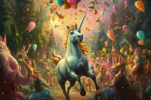 unicornio yendo fiesta foto