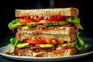 vegan sandwich with special sauce an explosion of photo