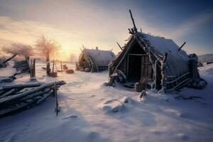 viking old man snow settlement photo