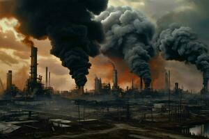 guerra efectivo industria a contaminar ambiente aire foto