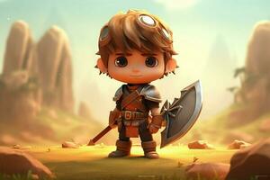 warrior cute man gaming fictional world photo